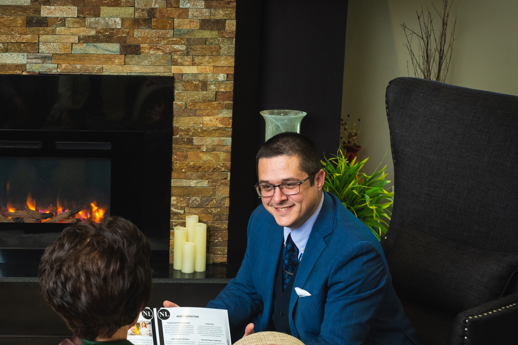 Lucas Nodine meeting with a client